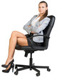 Businesswoman in office chair with straight back and crossed