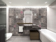 grey bathroom 3D rendering