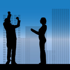 Poster - Vector silhouette of a business people.