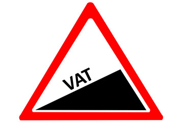 Rising VAT warning road sign isolated on white background