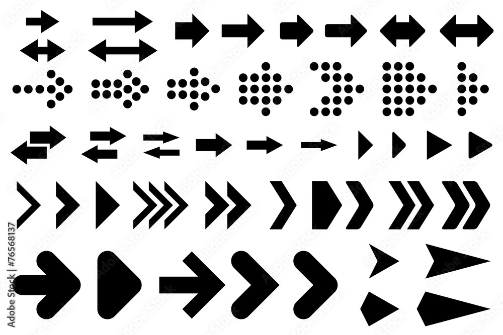 Set of silhouettes arrows. - obrazy, fototapety, plakaty 
