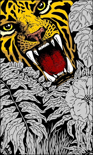 Wild Tiger Roar Doodle Art