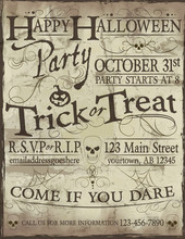 Fun Hand Lettering Happy Halloween Party Invitation Template