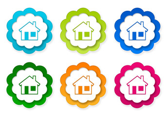 Wall Mural - set of colorful stickers icons with house symbol