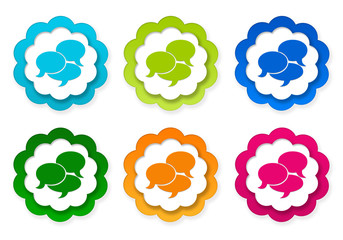 Wall Mural - set of colorful stickers icons with bubble speeches symbol