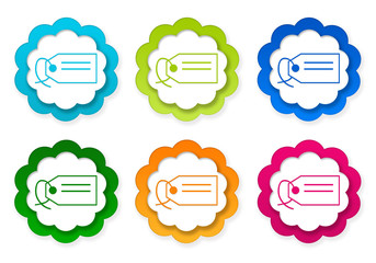 Wall Mural - set of colorful stickers icons with label symbol
