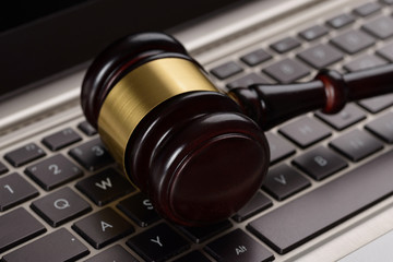 gavel on laptop