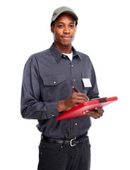 Wall Mural - African-American worker man.