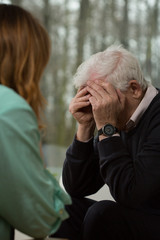 Canvas Print - Elder man crying