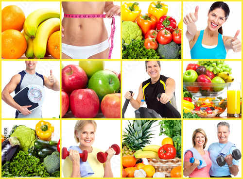 Fototapeta do kuchni Weight loss and diet collage.