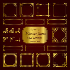 Wall Mural - Golden vintage frames and corners - set 1