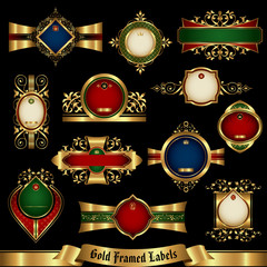 Wall Mural - Gold framed labels set 8