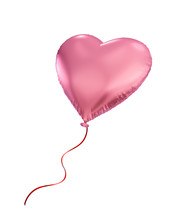 Pink Valentine Heart Balloon, 3d Object Isolated On White