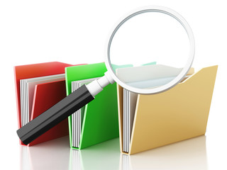 Poster - 3d magnifying glass and computer files