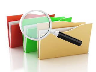 Poster - 3d magnifying glass and computer files