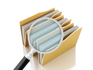 Poster - 3d magnifying glass and computer files