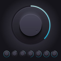 Vector Dark Knobs Set for Web and Mobile applications