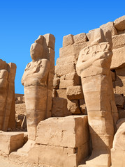 Plakat egipt statua słońce antyczny pejzaż