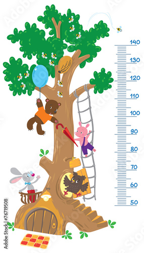 Naklejka na meble Meter wall with big tree and funny animals