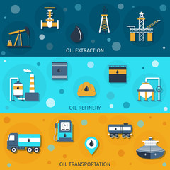 Wall Mural - Oil Industry Flat Banners