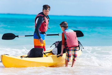 Sticker - Father and son pulling kayak