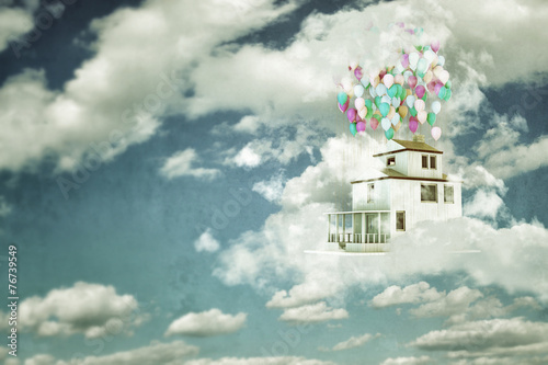 Fototapeta flying house