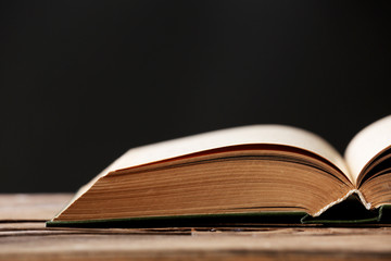 Wall Mural - Open book with light over dark background