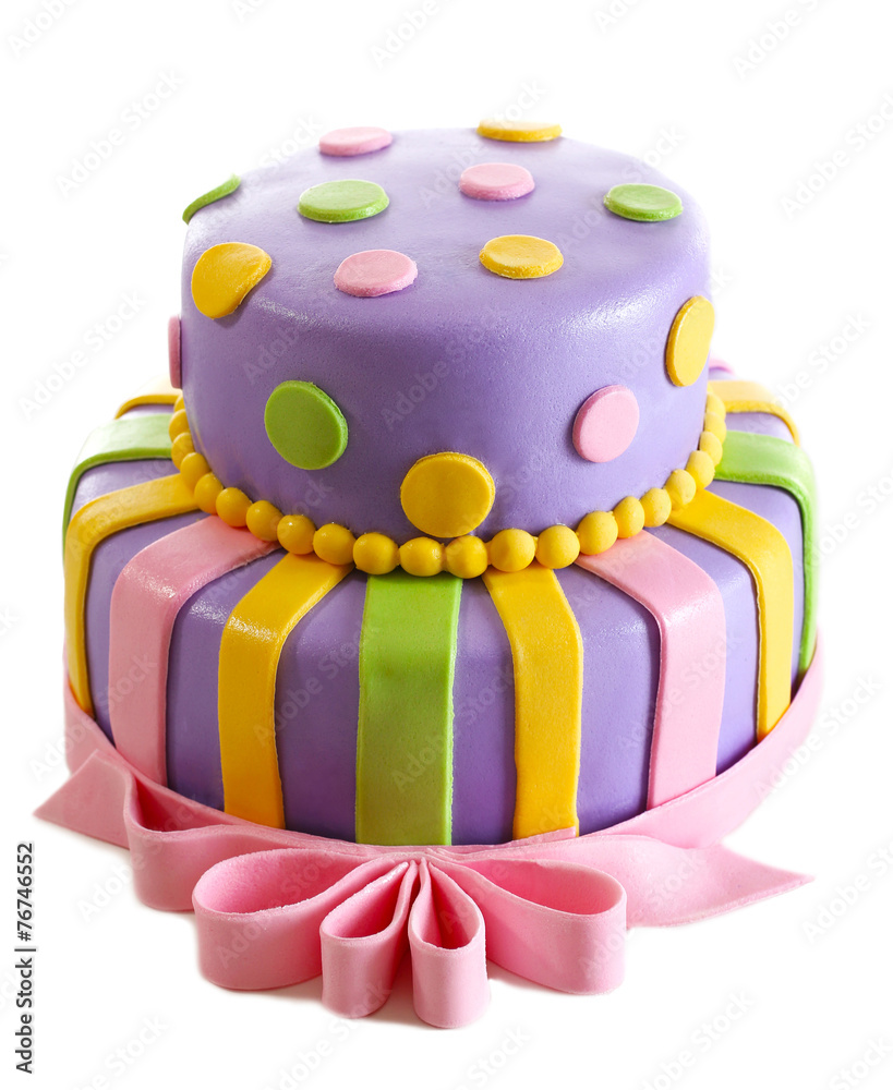 Delicious birthday cake isolated on white