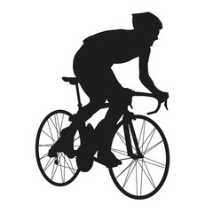 Sticker - Isolated vector silhouette road cyclists racer