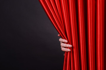 Wall Mural - Red Curtain on black background