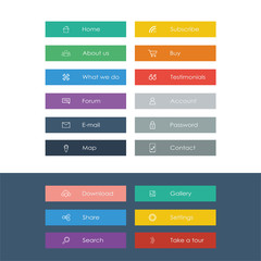 Set of flat design icons in colorful bars for graphic user