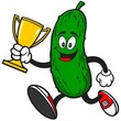 Pickle Running with Trophy