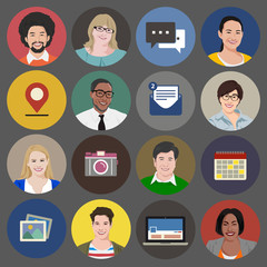 Canvas Print - People Diversity Portrait Social Media Icon Vector