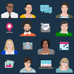 Sticker - People Diversity Portrait Social Media Icon Vector