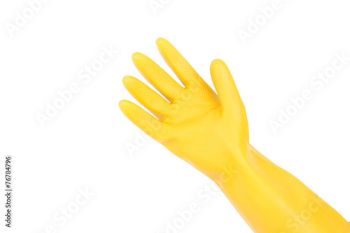 Fotografia, Obraz Hand in rubber glove isolated on white background