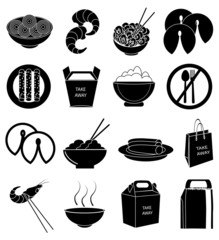 Chinese food icons set