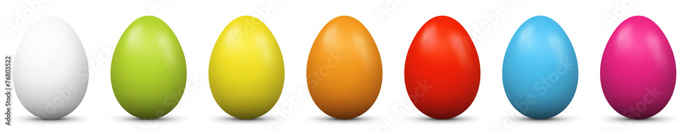 Ostereier, Eier, Ostern, nebeneinander, farbig, bunt, gefärbte - obrazy, fototapety, plakaty 