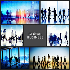 Sticker - Global Business People Handshake Meeting Communication Concept