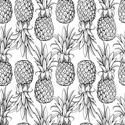 Naklejka dekoracyjna Pineapples seamless pattern