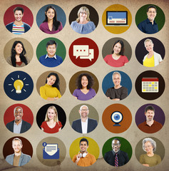 Wall Mural - Diverse Multi Ethnic People Technology Media Concept