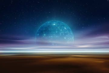 Wall Mural - distant alien world fantasy landscape