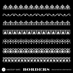 Wall Mural - Decorative borders isolated on black background - set 3