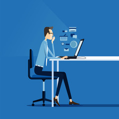 Fototapete - business man  working online concept