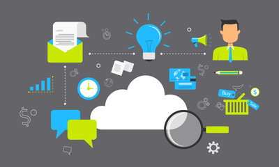Poster - business on cloud network connection technology