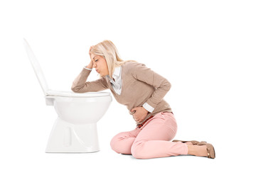 Poster - Woman throwing up in the toilet