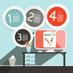 Sticker - Office Infographics Vector Template - Layout