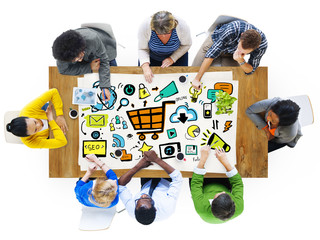Canvas Print - diversity casual people online marketing brainstorming discussio