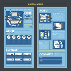 Wall Mural - workplace concept flat one page website template