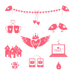 Poster - Beautiful pink collection of Valentines Day objects.