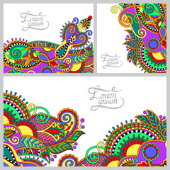 Sticker - set of floral decorative background, template frame design for c